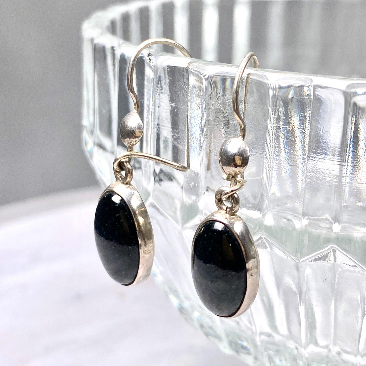 Black Jade Oval Earrings BJE-01 - Nature's Magick