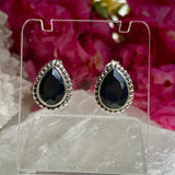 Black Onyx decorative faceted teardrop stud earrings KEGJ1073 - Nature's Magick