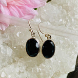 Black Onyx oval faceted earrings KEGJ800 - Nature's Magick