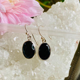 Black Onyx oval faceted earrings KEGJ800 - Nature's Magick