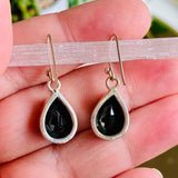 Black Onyx teardrop faceted earrings KEGJ801 - Nature's Magick