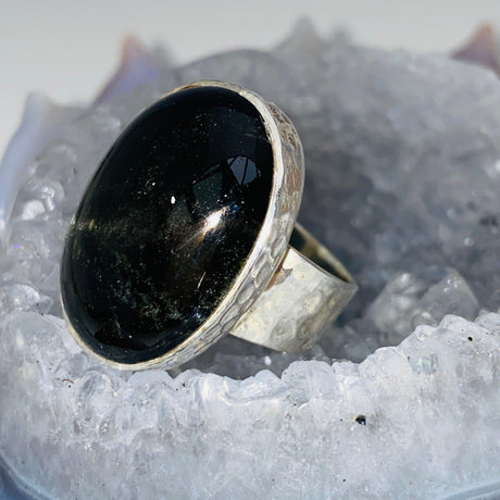 Black Star Diopside oval cabochon ring s.9 KRGJ1811 - Nature's Magick