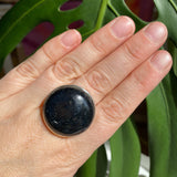 Black Tourmaline round beaten band ring s.9 KRGJ2251 - Nature's Magick