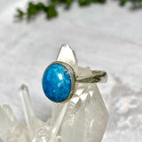 Blue Apatite oval cabochon ring s.7 KRGJ1788 - Nature's Magick