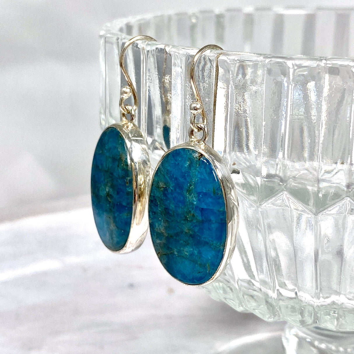 Blue Apatite oval earrings KEGJ1097 - Nature's Magick