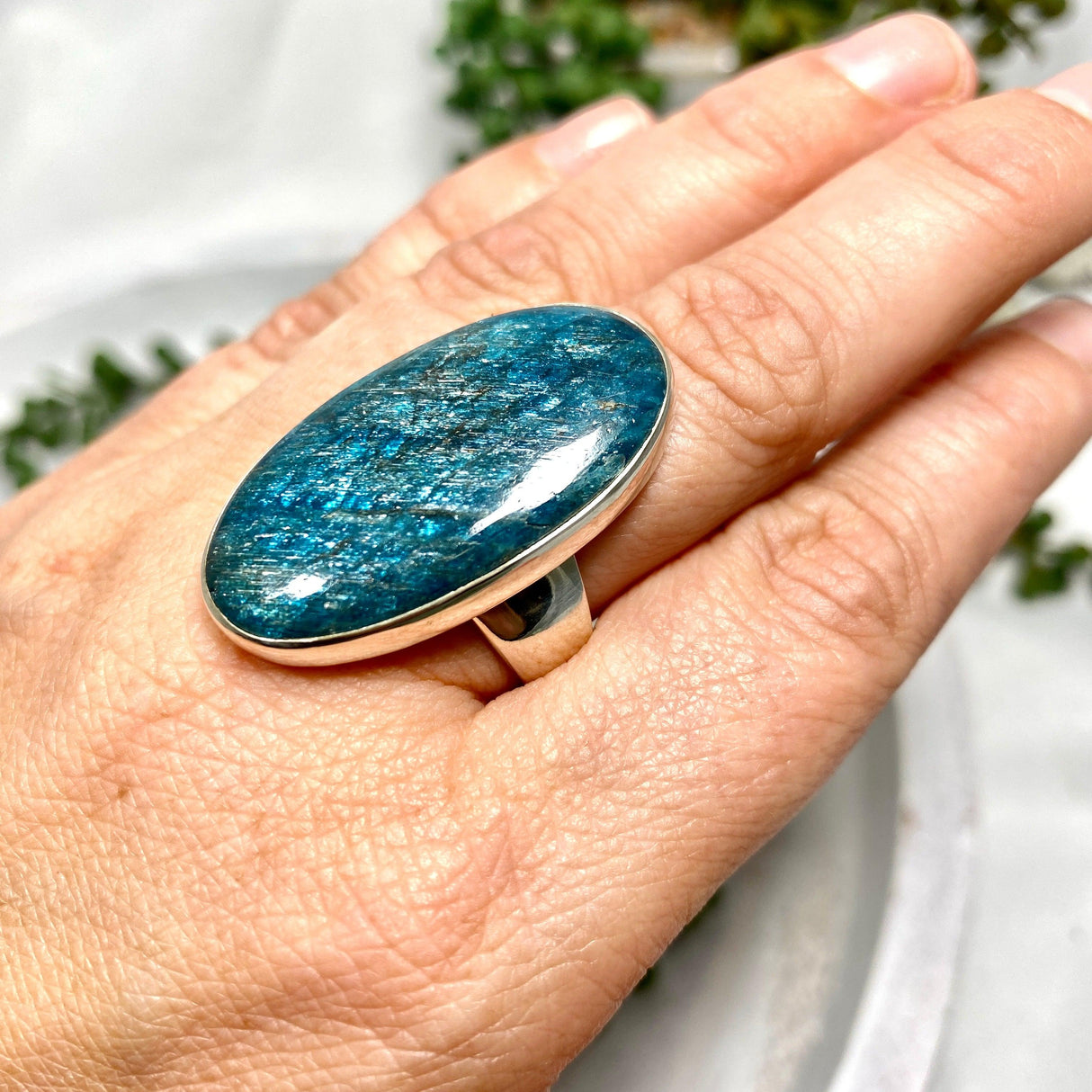 Blue Apatite oval ring s.9 KRGJ1790 - Nature's Magick