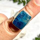 Blue Apatite rectangular ring s.7 KRGJ2453 - Nature's Magick
