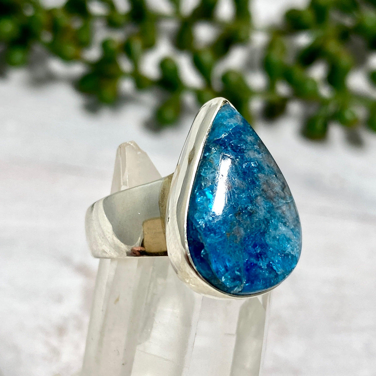Blue Apatite teardrop ring s.7 1/2 KRGJ2590 - Nature's Magick