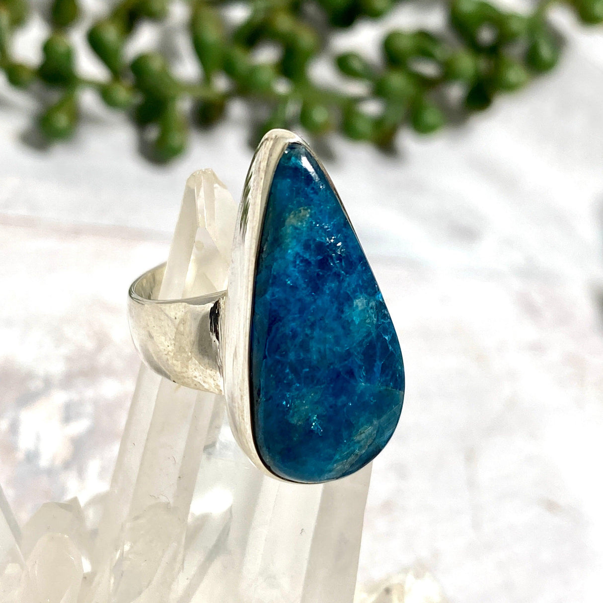 Blue Apatite teardrop ring s.9 KRGJ2455 - Nature's Magick