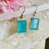 Blue Chalcedony faceted rectangular earrings KEGJ817 - Nature's Magick