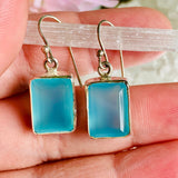 Blue Chalcedony faceted rectangular earrings KEGJ817 - Nature's Magick