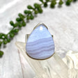 Blue Lace Agate teardrop cabochon ring s.10 KRGJ1898 - Nature's Magick