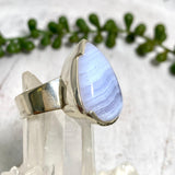 Blue Lace Agate teardrop cabochon ring s.10 KRGJ1898 - Nature's Magick