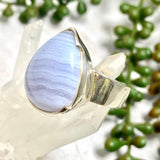 Blue Lace Agate teardrop cabochon ring s.10 KRGJ1898 - Nature's Magick