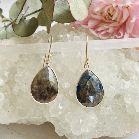 Blue Sapphire faceted teardrop earrings KEGJ1015 - Nature's Magick