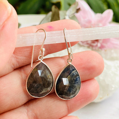 Blue Sapphire faceted teardrop earrings KEGJ1015 - Nature's Magick