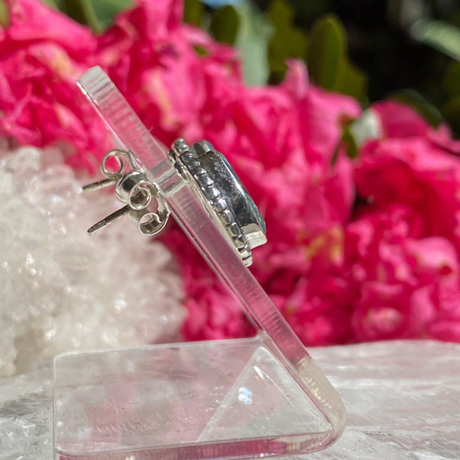 Blue Topaz decorative faceted teardrop stud earrings KEGJ1063 - Nature's Magick