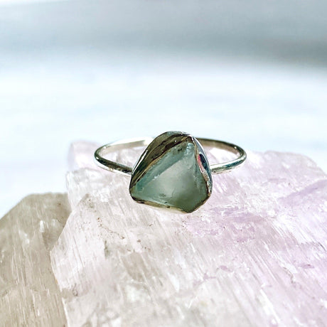 Blue Topaz Raw Crystal Fine Band Ring R3701-BTO - Nature's Magick