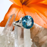 Blue Topaz round faceted ring s.6 KRGJ2305 - Nature's Magick