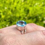 Blue Topaz round faceted ring s.6 KRGJ2305 - Nature's Magick