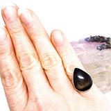 Bronze/Gold sheen Obsidian teardrop ring beaten band s.6.5 KRGJ1677 - Nature's Magick
