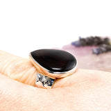 Bronze/Gold sheen Obsidian teardrop ring beaten band s.6.5 KRGJ1677 - Nature's Magick