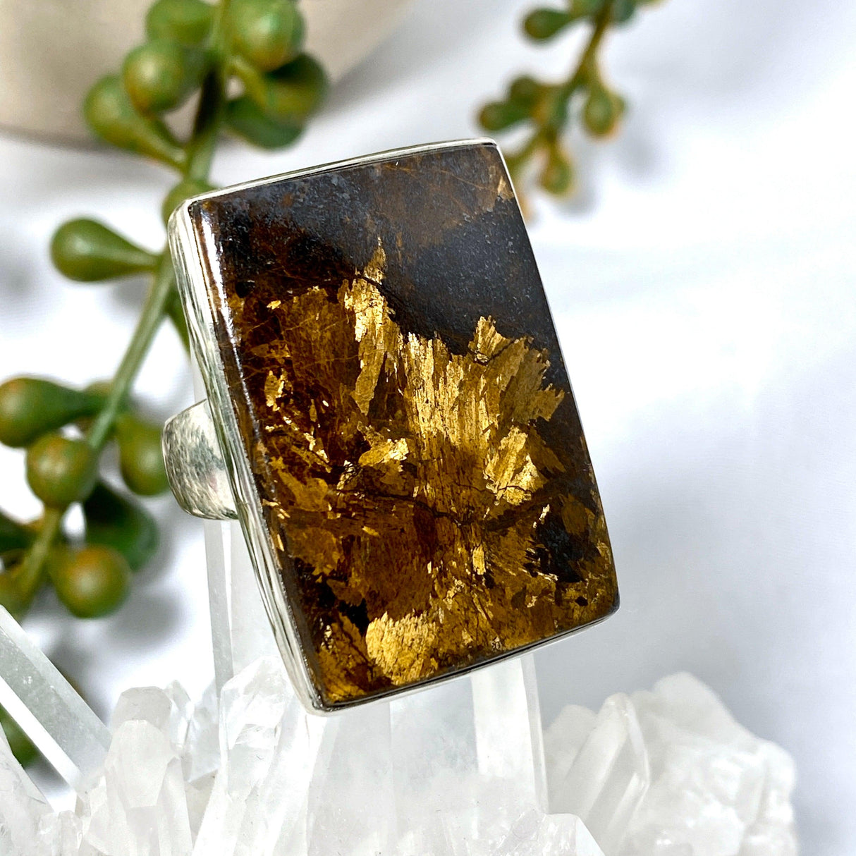 Bronzite rectangular ring s.11 KRGJ2461 - Nature's Magick