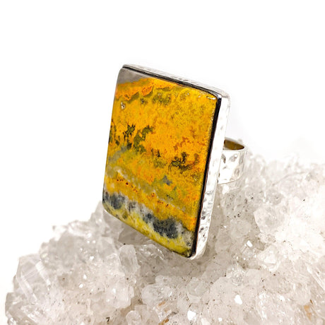 Bumble bee Jasper Square cabochon ring s. 9 KRGJ1183 - Nature's Magick