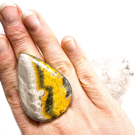 Bumble bee Jasper teardrop cabochon ring s. 10 KRGJ1180 - Nature's Magick