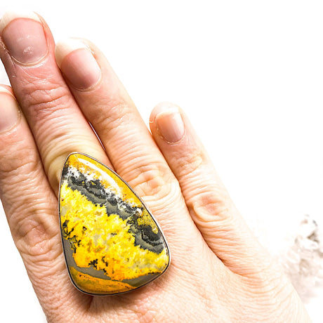 Bumble bee Jasper Teardrop cabochon ring s. 10 KRGJ1185 - Nature's Magick