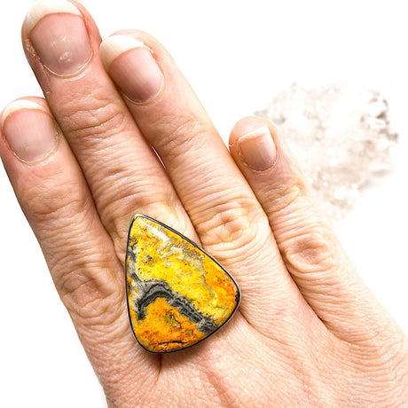 Bumble bee Jasper teardrop cabochon ring s. 10 KRGJ1187 - Nature's Magick