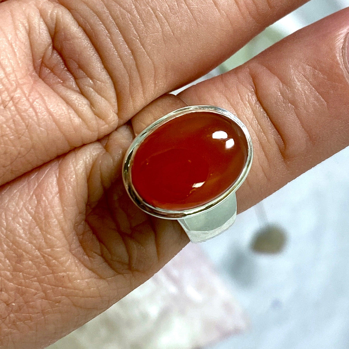 Carnelian oval cabochon ring s.8 KRGJ2318 - Nature's Magick