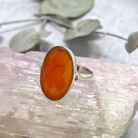 Carnelian oval faceted ring s.9 KRGJ2552 - Nature's Magick