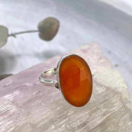 Carnelian oval faceted ring s.9 KRGJ2552 - Nature's Magick