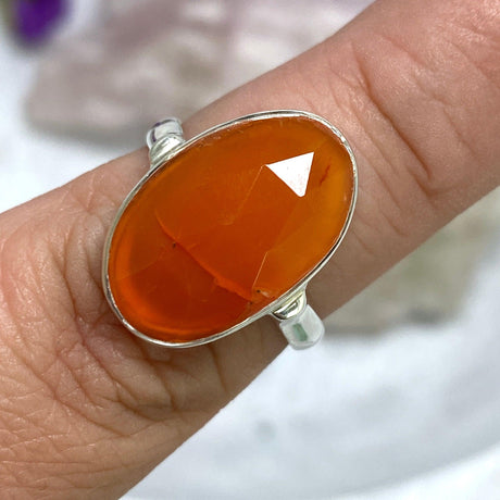 Carnelian oval faceted ring s.9 KRGJ2552 - Nature's Magick