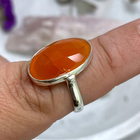 Carnelian oval faceted ring s.9 KRGJ2552 - Nature's Magick