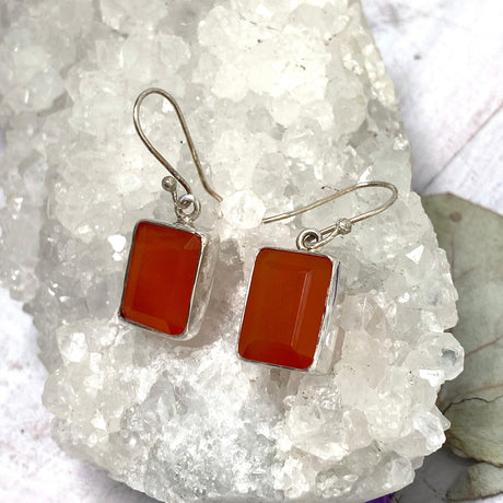 Carnelian rectangular faceted earrings KEGJ804 - Nature's Magick