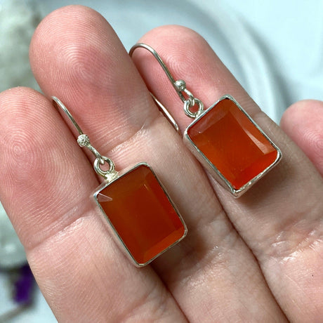 Carnelian rectangular faceted earrings KEGJ804 - Nature's Magick