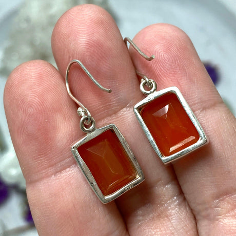 Carnelian rectangular faceted earrings KEGJ804 - Nature's Magick