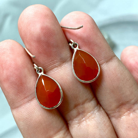 Carnelian teardrop faceted earrings KEGJ326 - Nature's Magick