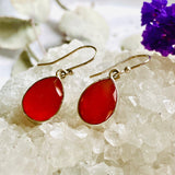 Carnelian teardrop faceted earrings KEGJ803 - Nature's Magick