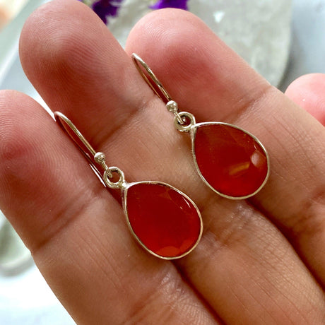 Carnelian teardrop faceted earrings KEGJ803 - Nature's Magick