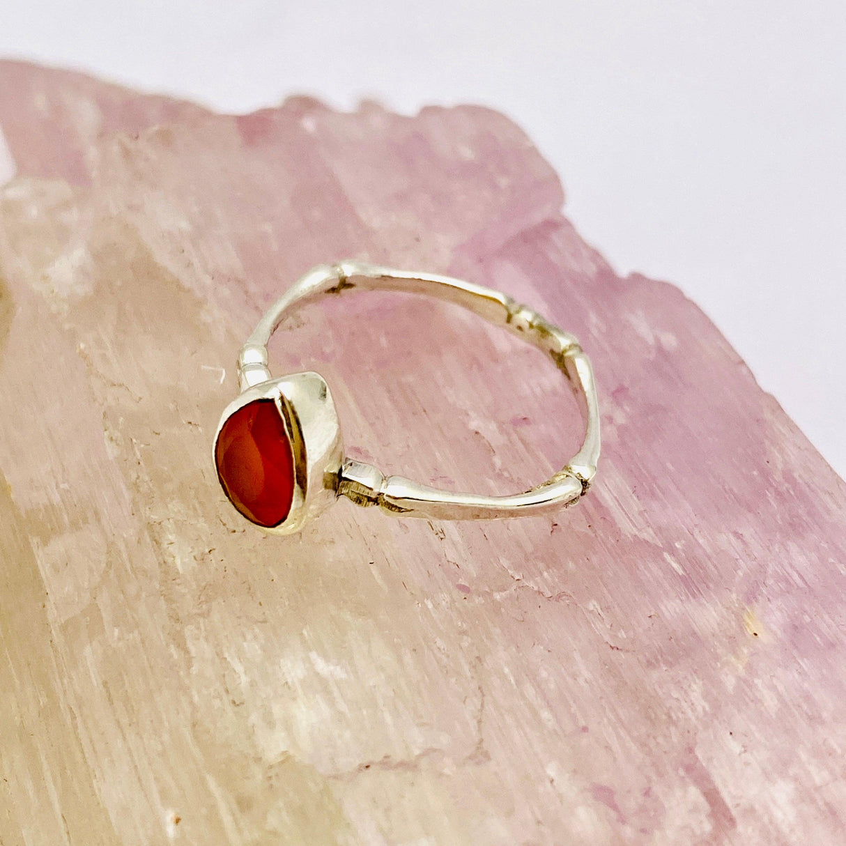 Carnelian Teardrop Faceted Fine Band Ring R3691-CA - Nature's Magick