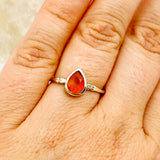 Carnelian Teardrop Faceted Fine Band Ring R3691-CA - Nature's Magick