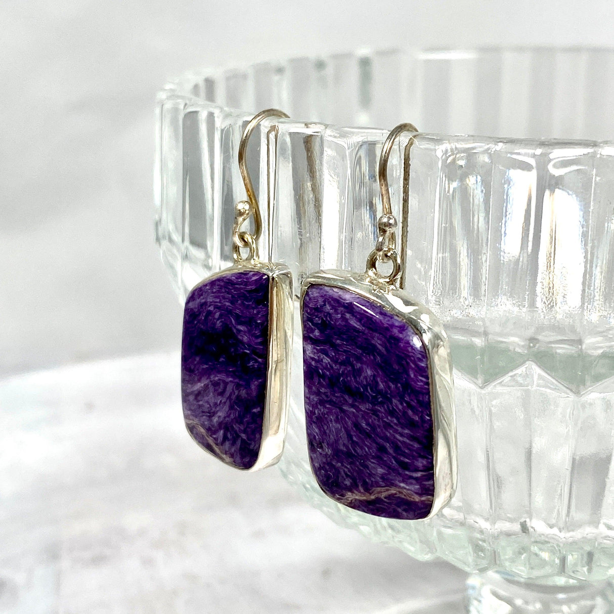 Charoite freeform earrings KEGJ971 - Nature's Magick