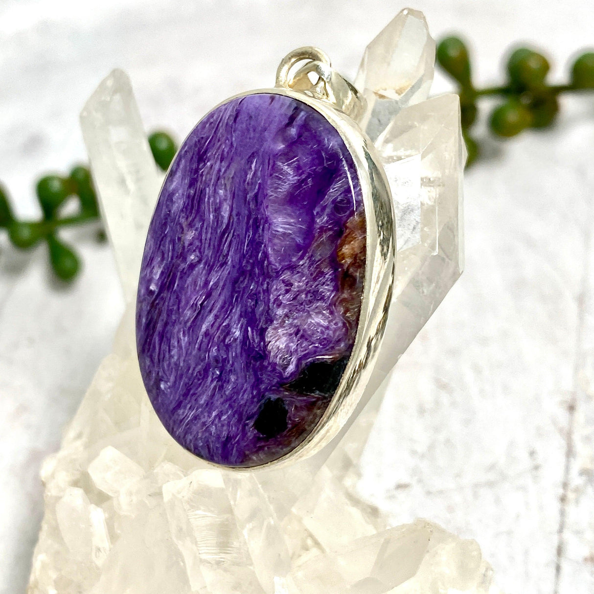 Charoite oval pendant KPGJ2749 - Nature's Magick