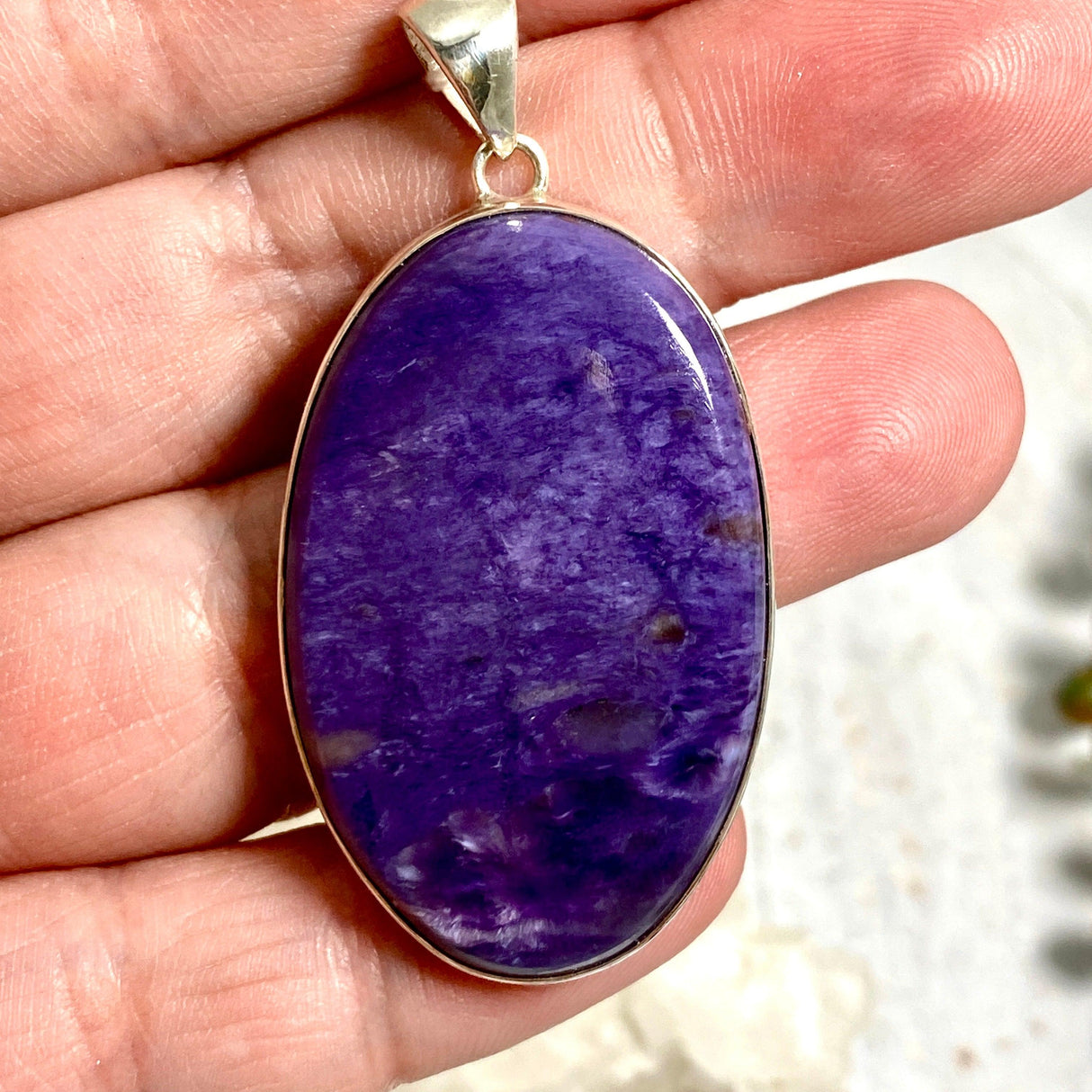 Charoite oval pendant KPGJ3390 - Nature's Magick