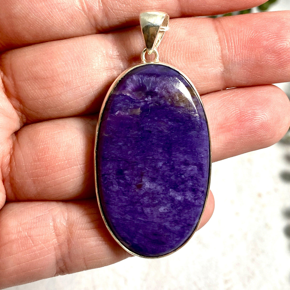 Charoite oval pendant KPGJ3391 - Nature's Magick