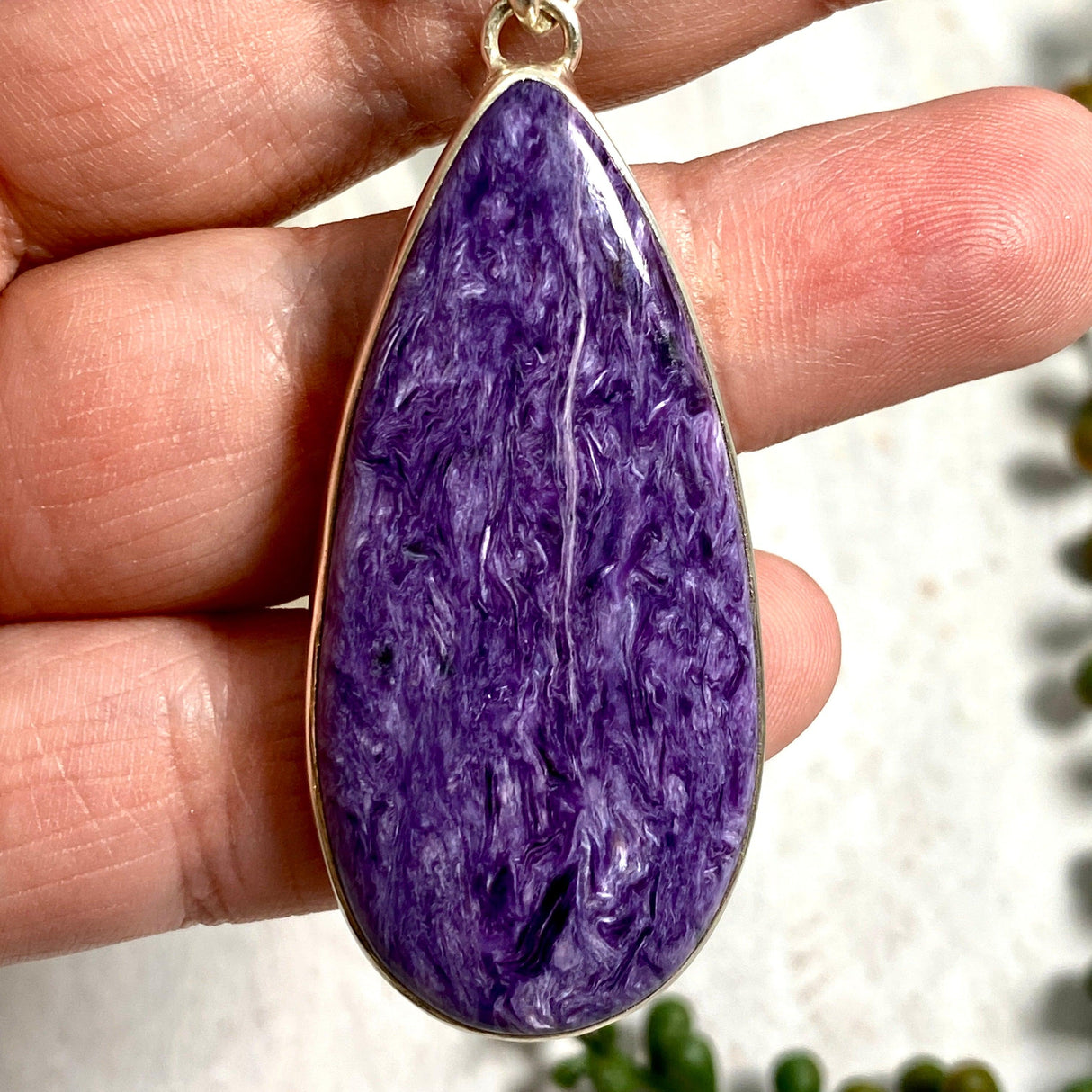 Charoite teardrop pendant KPGJ2752 - Nature's Magick