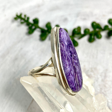 Charoite teardrop ring s.8 KRGJ2078 - Nature's Magick